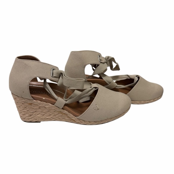 Vionic Solid Tan Textile Wedges - Picture 3 of 6